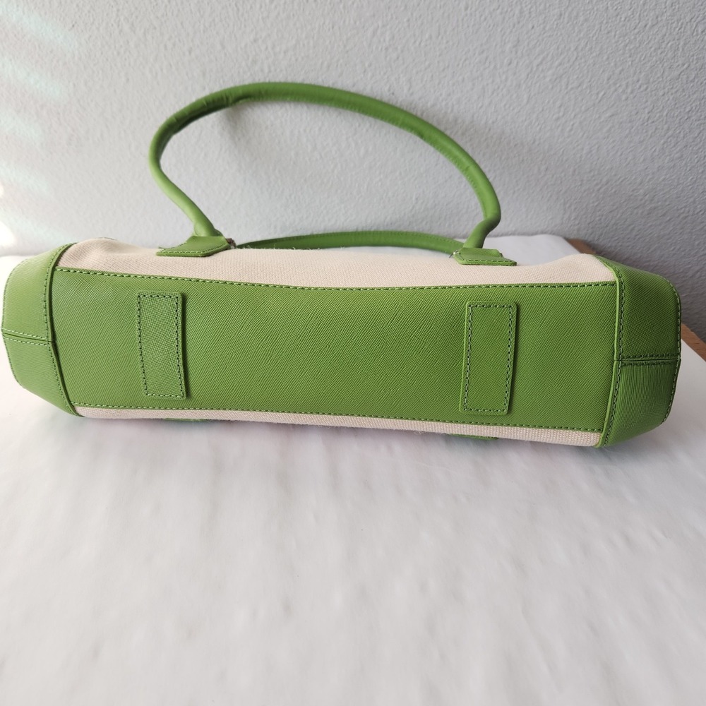 Antonio Melani Women Shoulder Bag Purse Green Ivory Leather Trim Spring Summer - Picture 8 of 16